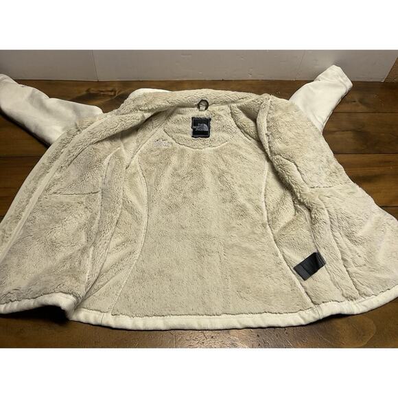 The North Face Apex Jacket Small Beige Faux Leather Full Zip Fleece Logo - Picture 11 of 16